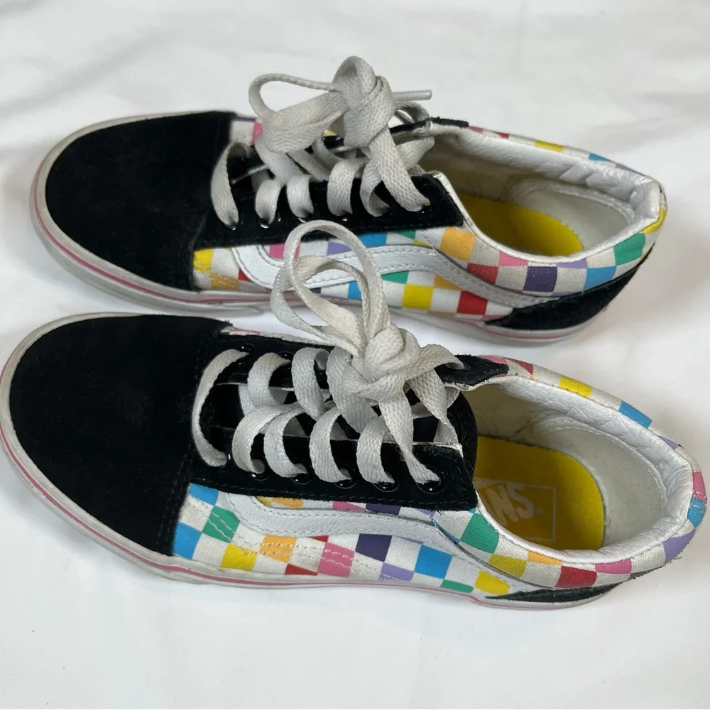 Vans Old Skool Kids Youth Size 2Y Multicolored Checkerboard Walking Shoe Sneaker